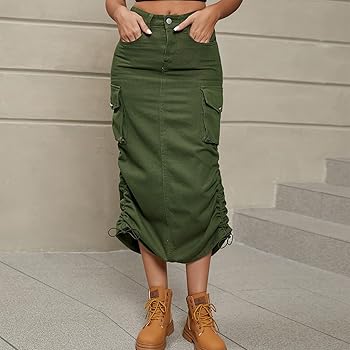 [OPEN YY] / ☆ 24SS CARGO POCKET MAXI SKIRT / BROWN Amazon.com: Cargo Skirts for Women Loose Maxi Skirts for